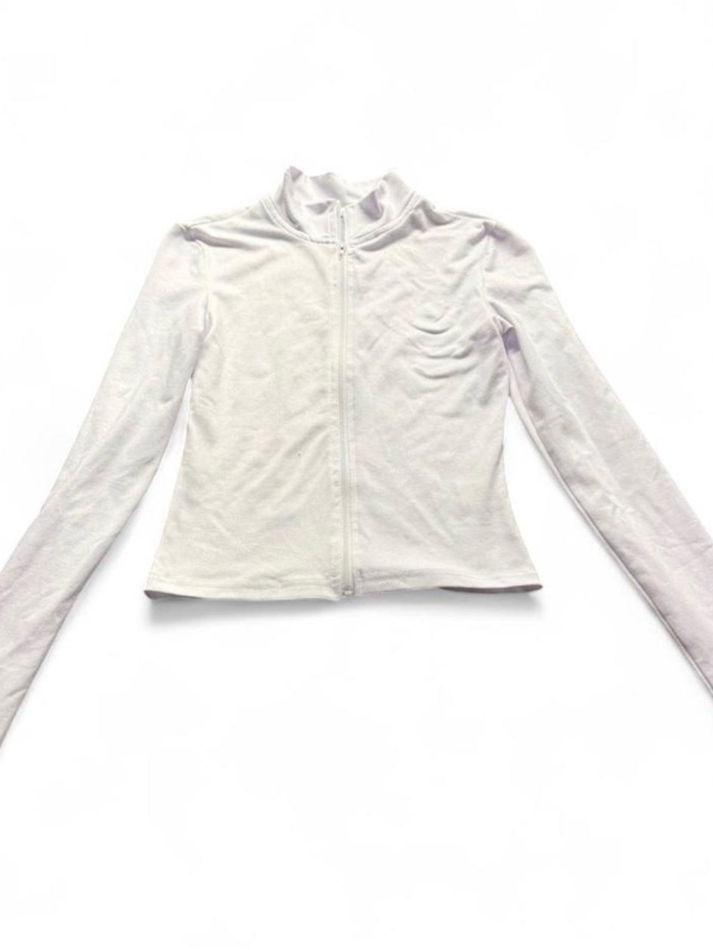 Women’s White Zip-Up Mock Neck - Cropped